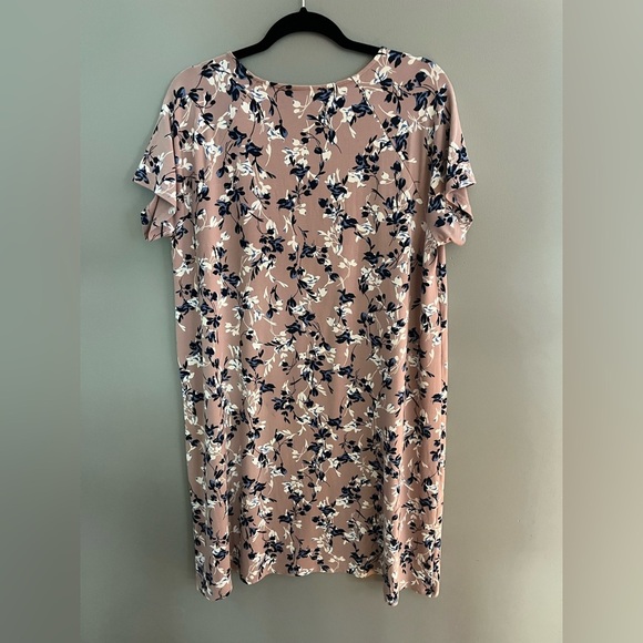 J. Jill A Line Dress Wearever Collection Jersey Midi Women L Dusty Rose Floral - Picture 3 of 10